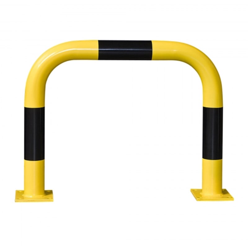 Fixed Black & Yellow Warehouse Protection Barrier Rail - 600mm H x 750mm W