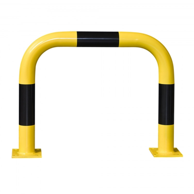 Fixed Black & Yellow Warehouse Protection Barrier Rail - 600mm H x 750mm W