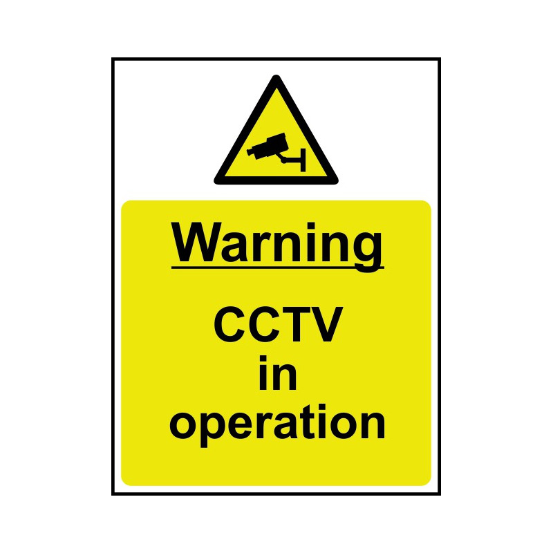 Warning CCTV in operation - Self Adhesive Vinyl Sign - 300 x 400mm