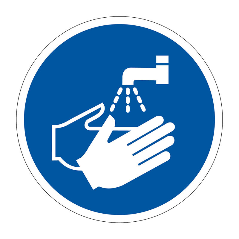Wash hands symbol - R9 Adhesive Floor Graphic (400mm diameter)