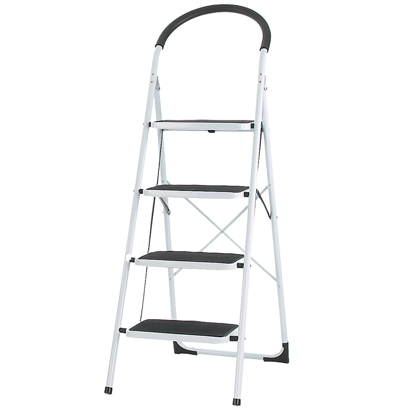 4 Tread White Metal Folding Steps - 980mm Platform Height