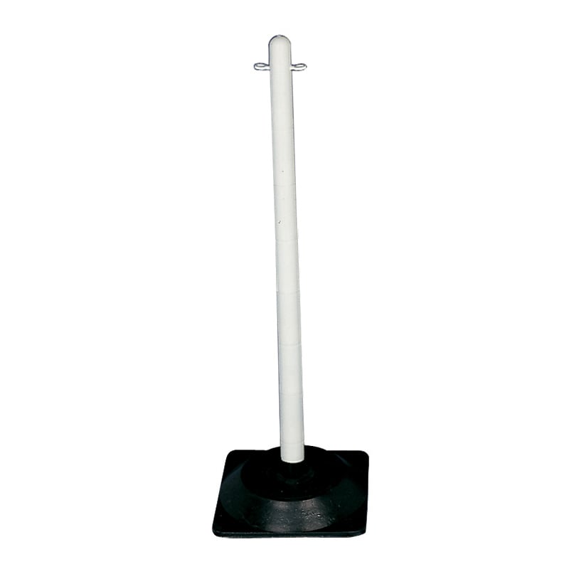 White freestanding plastic post - square rubber base