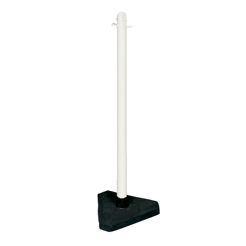 White freestanding plastic post - triangular base