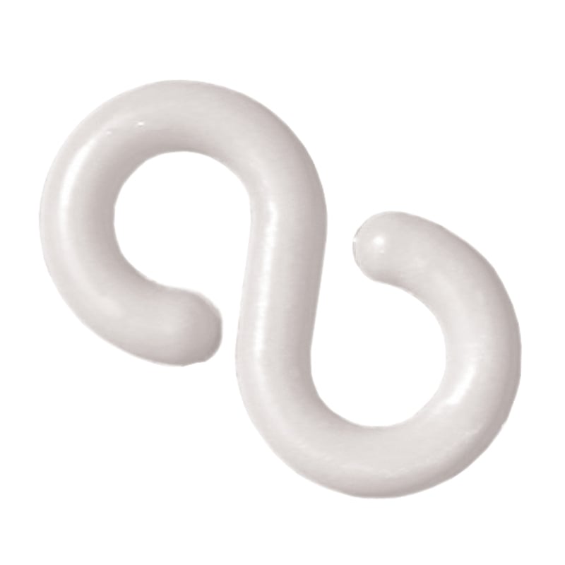 White 6mm plastic S-hooks (pack of 10)