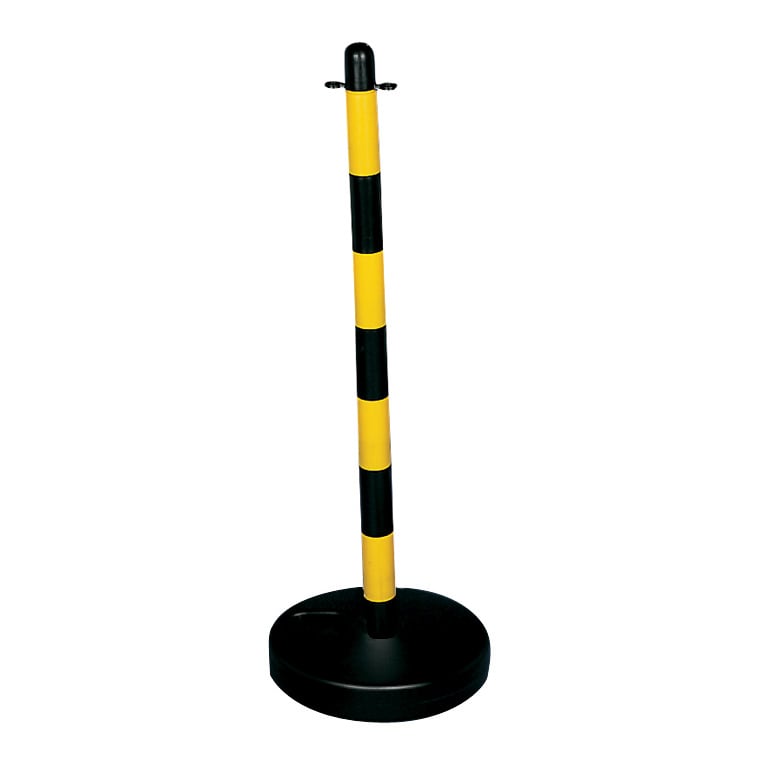 Yellow & black freestanding plastic post - circular base