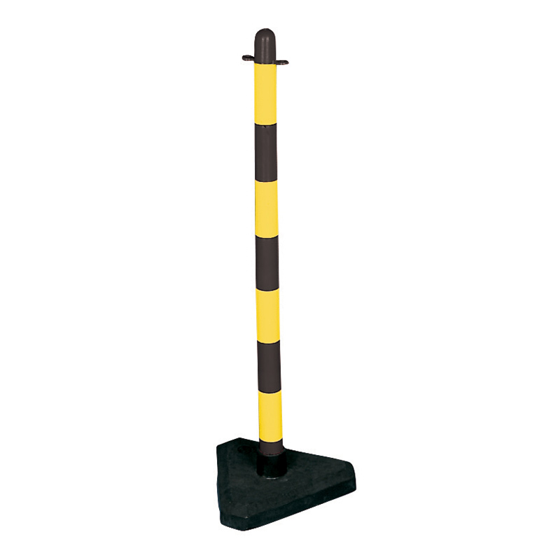 Yellow & black freestanding plastic post - triangular base