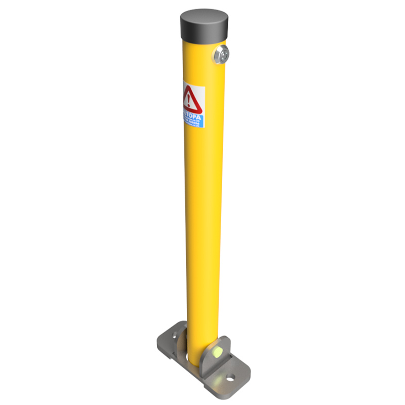 Yellow High-Security Hinged Parking Post - Randomly keyed