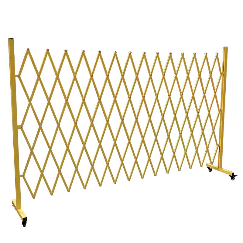 Yellow Temporary Steel Expanding Barrier - 4.2m wide x 1.7m high
