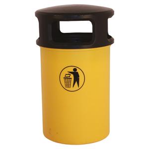 120 Litre Hooded Plastic Litter Bin  - Yellow - Polyethylene with galvanised liner - indoor and outdoor use