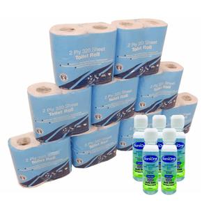 Toilet Roll (36 Roll Pack) & 5 x 100ml Alcohol Hand Cleanser