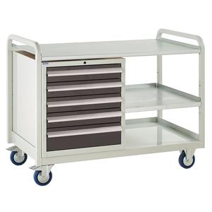Euroslide Trolley Kit 3 - Steel Worktop, 5 Drawer Cabinet - 4x100mm & 1x150mm