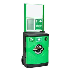 SafetyHub Mobile Safe Post with Lockable First Aid Cabinet
