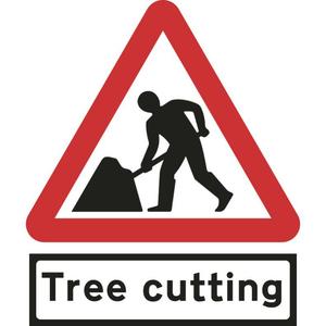 Road Works Roll-up Sign With Tree Cutting Supplementary Plate