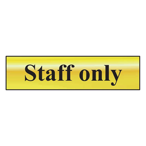 Staff Only Mini Sign in Chrome or Gold, FAST Delivery
