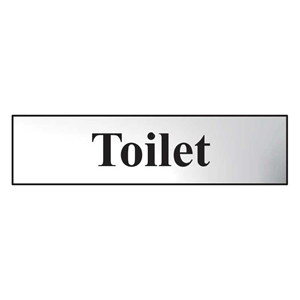 Toilet Mini Sign in Chrome and Gold, 200 x 50mm with FAST Delivery